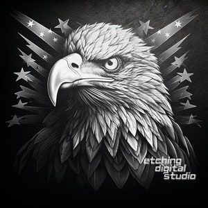 Eagle PNG for CNC Laser Engrave, Laser Burn, Patriotic U.S, American, Lightburn File, Slate Engraving, Digital Design PNG, Illusion Laser