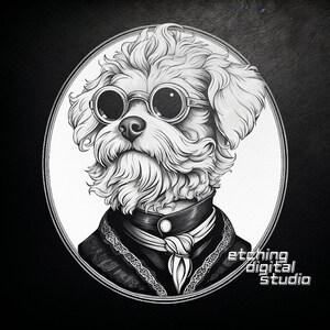 Dog With Style PNG for CNC Laser Engrave, Laser Burn, Glowforge File, Lightburn File, Slate Coaster, Digital Design PNG, Illusion Laser