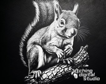 Squirrel PNG for CNC Laser Engrave, Laser Burn, Glowforge File, Lightburn File, Slate Engraving, Digital Design PNG, Illusion Laser