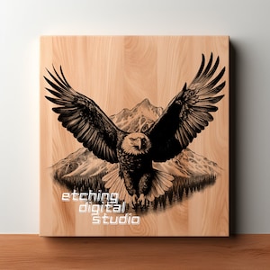 Aigle PNG pour gravure laser CNC, gravure laser, fichier Glowforge, fichier Lightburn, gravure sur bois, conception numérique PNG, laser Illusion