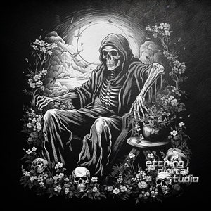 Reaper Halloween PNG for CNC Laser Engrave, Laser Burn, Glowforge File, Lightburn File, Slate Engraving, Digital Design PNG, Illusion Laser