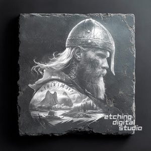 Wikinger Schiefer PNG | Schieferuntersetzer mit Gravur | Schiefertafeln Radierung | DIY-Wohnkultur | Lasergravurdatei | CNC-Router-Dateien