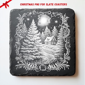 Christmas Village PNG for CNC Laser Engrave, Laser Burn, Stree Xmas, Lightburn File, Slate Coasters, Digital Design PNG, Illusion Laser