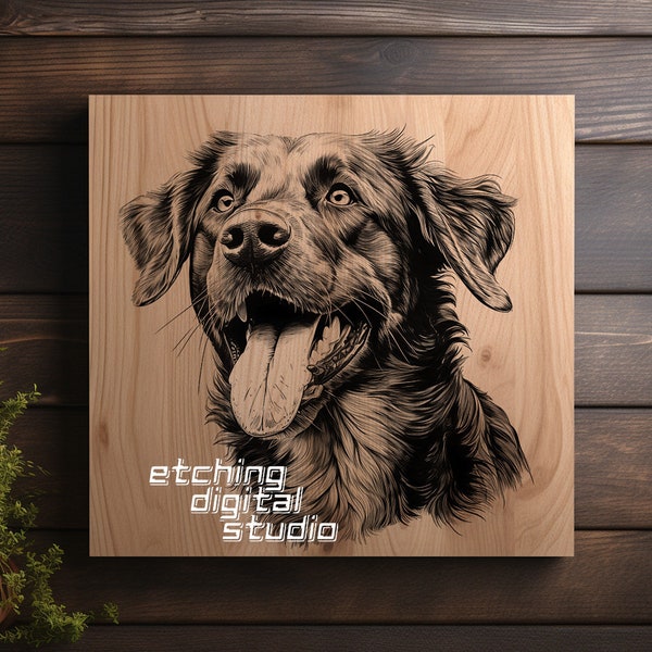 Dog Portrait PNG for CNC Laser Engrave, Laser Burn, Glowforge File, Lightburn File, Wood Engraving, Digital Design PNG, Illusion Laser