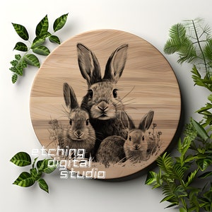 Rabbit Family PNG for CNC Laser Engrave, Laser Burn, Glowforge File ...