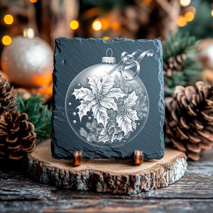 Christmas Tree Ball for CNC Laser Engrave, Laser Burn, Glowforge File, Lightburn File, Slate Coasters, Digital Design PNG, Illusion Laser