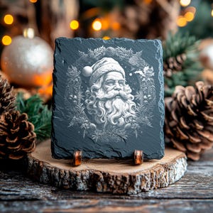 Père Noël PNG pour CNC Laser Engrave, Laser Burn, Glowforge File, Lightburn File, Slate Coasters, Digital Design PNG, Illusion Laser