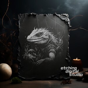 Komodo Dragon PNG for CNC Laser Engrave, Laser Burn, Glowforge File, Lightburn File, Slate Engraving, Digital Design PNG, Illusion Laser
