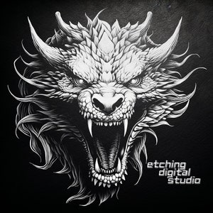 Dragon PNG for CNC Laser Engrave, Laser Burn, Glowforge File, Lightburn File, Slate Coasters, Digital Design PNG, Illusion Laser