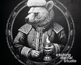 Majestic Bear PNG for CNC Laser Engrave, Laser Burn, Glowforge File, Lightburn, Slate Coaster, CNC Router, Illusion Laser, Engraving Design