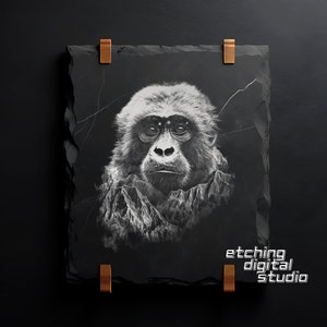 Gibbon PNG for CNC Laser Engrave, Laser Burn, Animals, Lightburn, Slate ...