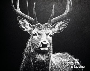 Deer PNG for CNC Laser Engrave, Laser Burn, Glowforge File, Lightburn File, Slate Engraving, Digital Design PNG, Illusion Laser