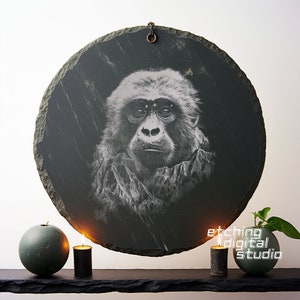 Gibbon PNG for CNC Laser Engrave, Laser Burn, Animals, Lightburn, Slate ...