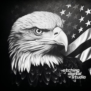 Eagle U.S.A Flag PNG for CNC Laser Engrave, Laser Burn, Patriotic, Lightburn File, Slate Engraving, Digital Design PNG, Illusion Laser