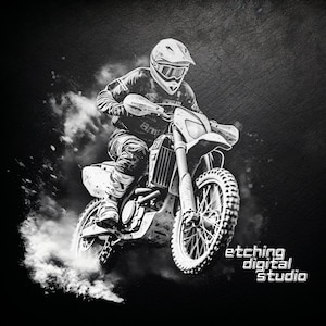 Enduro Motorbike PNG voor CNC Lasergraveren, Laser Burn, Glowforge File, Lightburn File, Slate Gravure, Design PNG, Illusion Laser