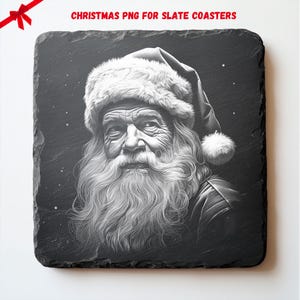 Santa Portrait PNG voor CNC Lasergraveren, Laser Burn, Glowforge File, Lightburn File, Slate Coasters, Digital Design PNG, Illusion Laser