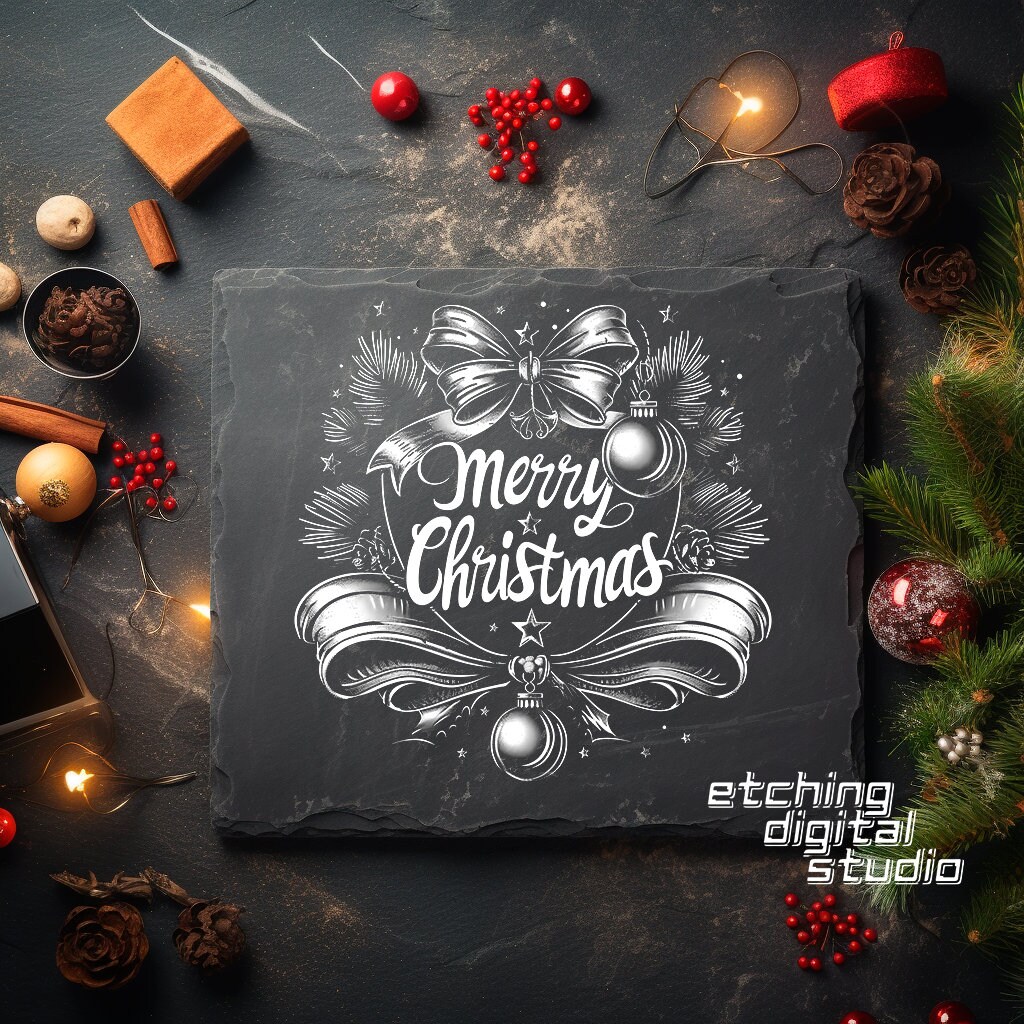 Merry Christmas PNG for CNC Laser Engrave, Laser Burn, Glowforge File ...