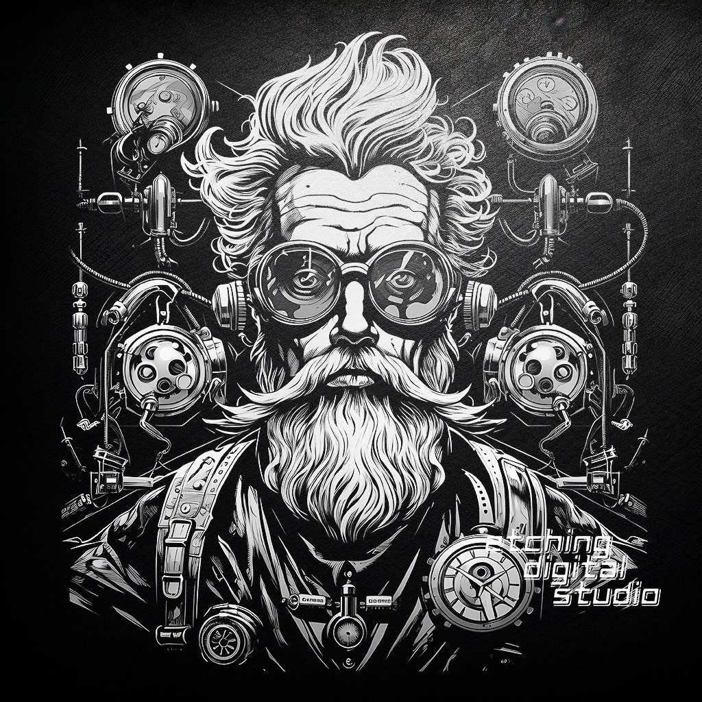 Steampunk Inventor PNG CNC Laser Engraver, Laser Burn, Plik Glowforge, Plik Lightburn, Grawerowanie Slate, Projekt Cyfrowy PNG, Iluzja Laserowa