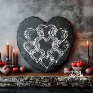 Heart Slate PNG | Slate Coasters Engraved | Slate Boards Etching | DIY Home Decor | Laser Engraving File | Cnc Router Files