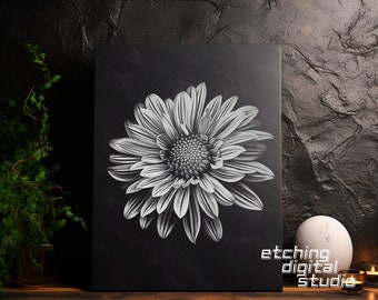 Flower PNG for CNC Laser Engrave, Laser Burn, Glowforge File, Lightburn File, Slate Engraving, Digital Design PNG, Illusion Laser