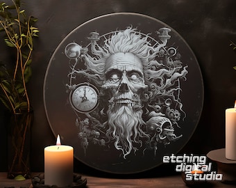 Clockmaker PNG for CNC Laser Engrave, Laser Burn, Glowforge File, Lightburn File, Slate Engraving, Digital Design PNG, Illusion, Halloween