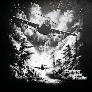 Aircraft Warfare PNG for CNC Laser Engrave, Laser Burn, Glowforge File, Lightburn File, Slate Coasters, Digital Design PNG, Illusion Laser