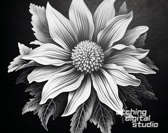 Flower PNG for CNC Laser Engrave, Laser Burn, Glowforge File, Lightburn File, Slate Engraving, Digital Design PNG, Illusion Laser