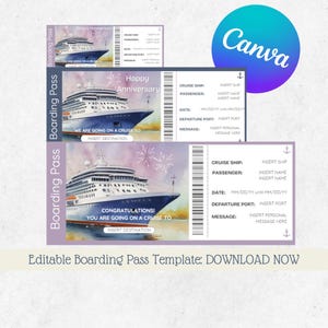 Carte d’embarquement pour croisière Cadeau modifiable - Personnalisez vos vacances de croisière et votre cadeau de voyage