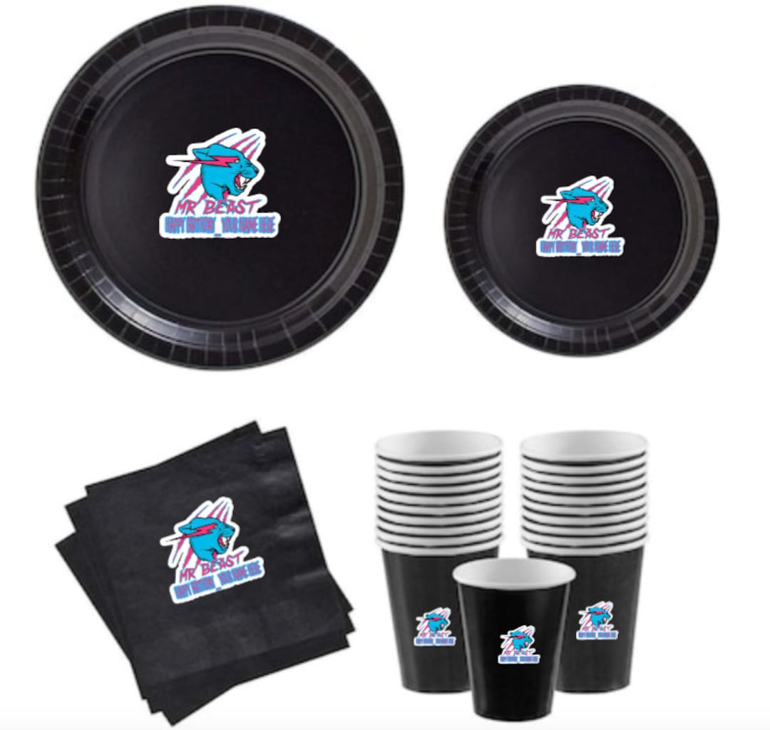 Personalized Mr.beast Birthdaymr.beast Birthday Tableware Set Mr.beast