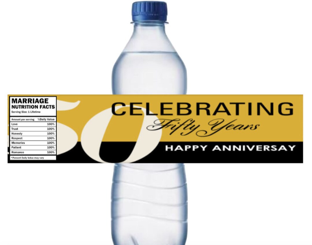 50th Anniversary Water Bottle Labels,party Favors,water Bottle Labels ...