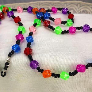 Neon Rave Dice Glasses Chain