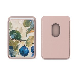 Portefeuille Magsafe avec peinture myrtilles, portefeuille magnétique Baies sauvages pour iPhone 16, iPhone 14, iPhone 13 Pro Max Plus Mag Safe