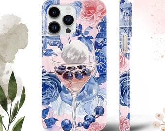 Coque de téléphone rose cocktail collage pour iPhone 15 Pro iPhone 14 Pro Max Samsung s23 Samsung A15 A53 S21 Google Pixel 8 Redmi