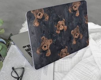 Étui MacBook Kawaii avec noeud noir pour MacBook Skin pour MacBook Pro 16, MacBook Air 15, MacBook Air 13,6 MacBook Air 11