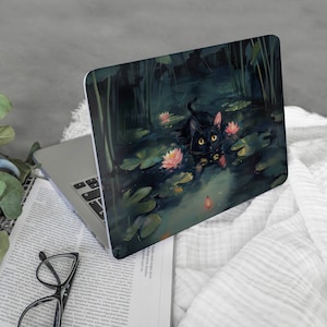ブラックキャットマティスMacBookケースヴァンゴッホラップトップスキン、ハードバンパー、ペット愛好家プリントMacBook M2 M1 Pro、Air 13 14 16インチ用、ギフト