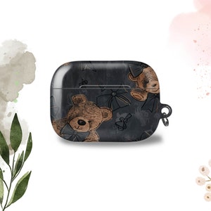 Kawaii Bear AirPods PRO case Samsung Buds cover surfer style Google Pixel buds Cases, AirPod Gen 1, 2 cases Samsung Buds Case, earphone case