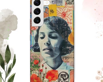 Coque de portable collage femme vieille école, housse de scrapbooking pour Samsung Note 20 Ultra iPhone 14 Pro Max Samsung s23 Samsung A15 A53 S21 Google Pixel