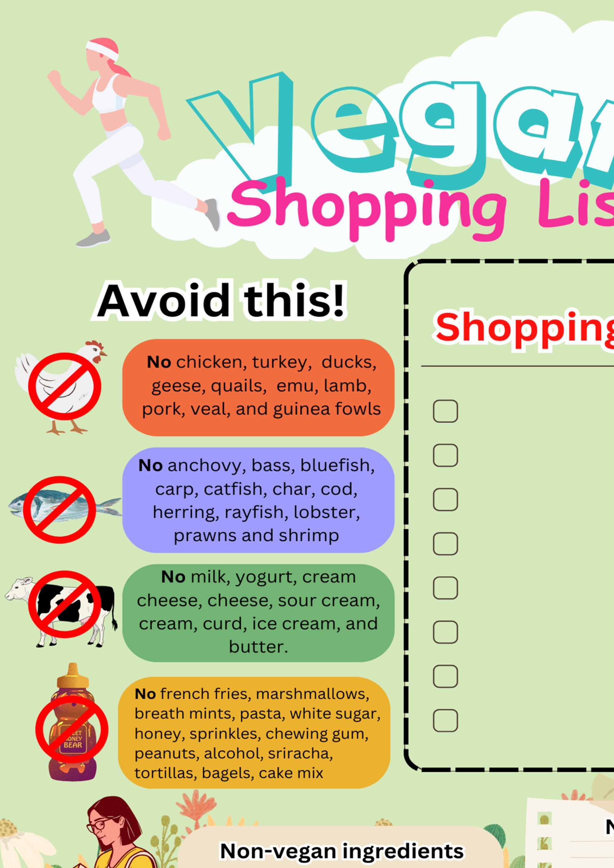 Printable Vegan List, Vegan Grocery List, Vegan Printable Pdf, Vegan ...