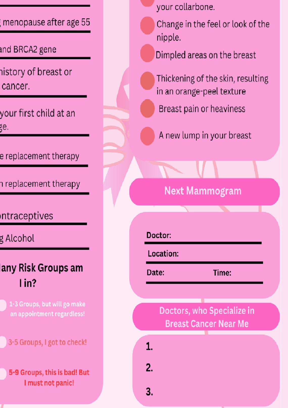 Breast Cancer Warning, Breast Cancer Pdf, Breast Cancer Checklist, Fck ...