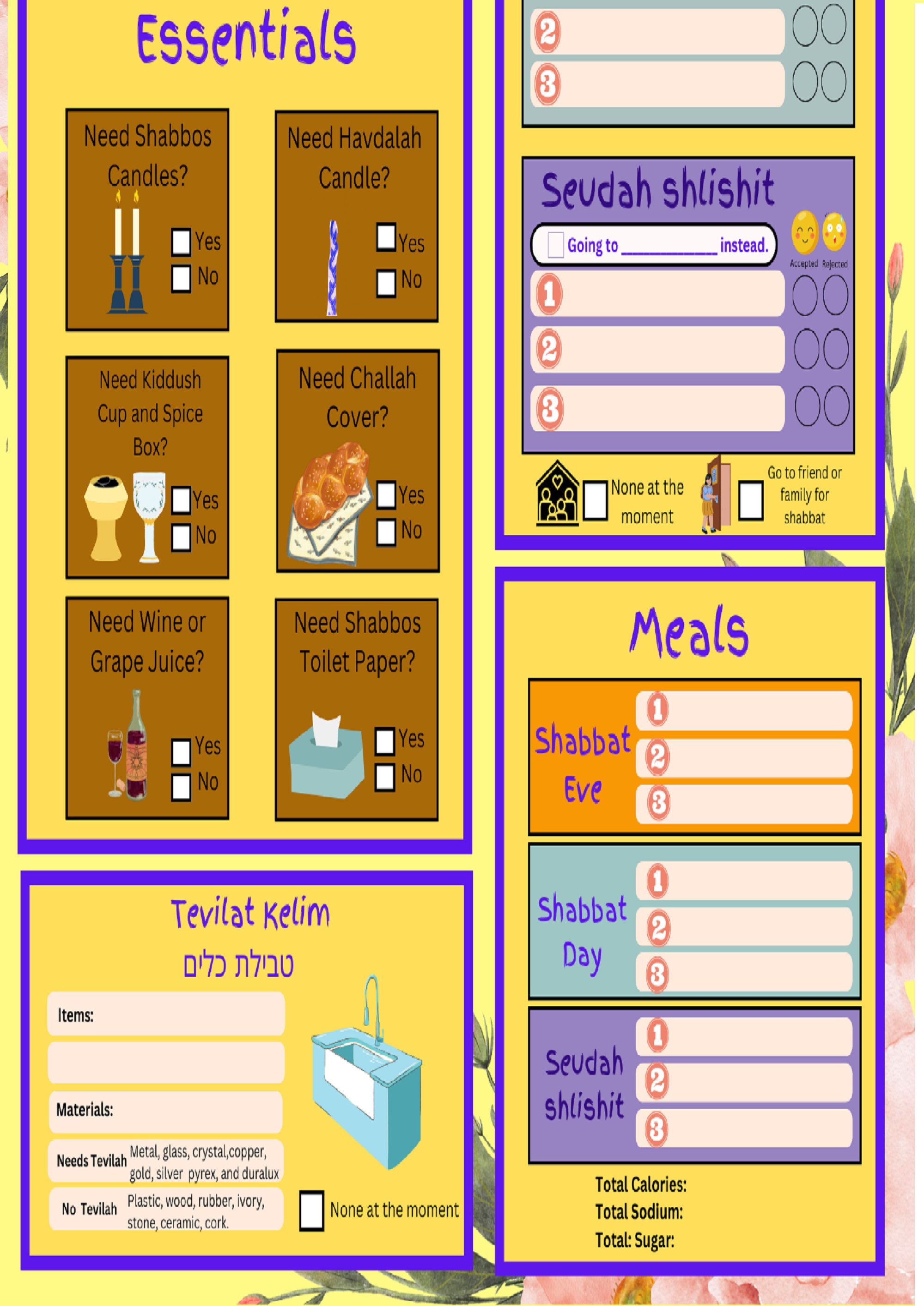 Shabbat Prep Digital Prints, Shabbat Prep Digital, Shabbat Pdf, Shabbat Checklist, Sabbath List ...