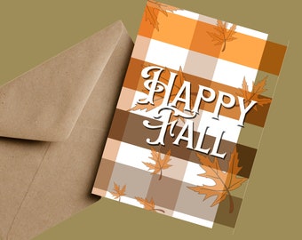 Plaid & Leaves - Happy Fall Greeting Card