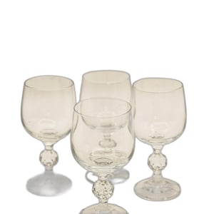 Vintage Wine Glasses Set of 4, Bohemia Crystal Ball Stem Design