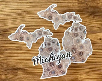 Petoskey Stone Michigan Sticker – State Sticker for Water Bottles & Journals | Waterproof Vinyl | Handmade