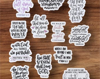 Bible Verse Stickers: Waterproof Faith-Based Journaling Stickers (12 Pack)