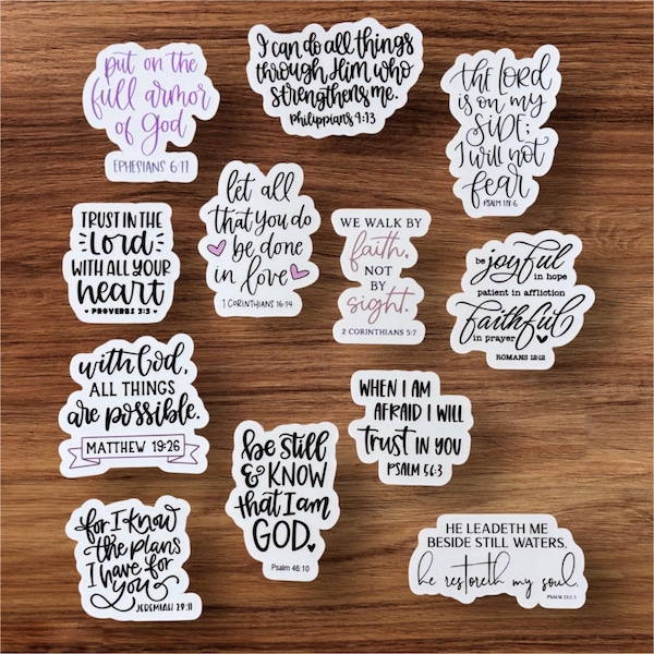 Bible Verse Stickers: Waterproof Faith-Based Journaling Stickers (12 Pack)