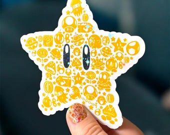 Mario Party Star Sticker – Handmade Waterproof Vinyl Decal