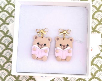 Reading Bear Clay Earrings | Handmade Earrings
