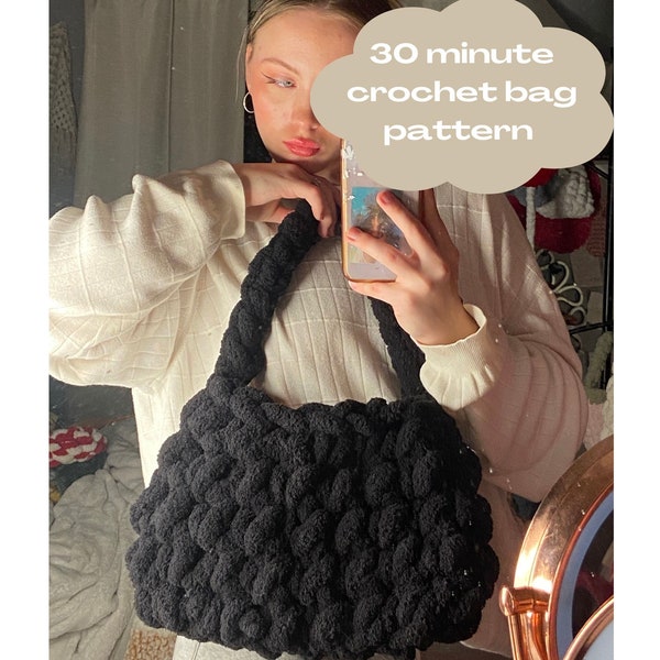 Crochet Purse Pattern, Chunky Crochet Bag, Crochet Purse, 30 Minute Crochet Purse Pattern, Quick Crochet Tote, Crochet Tote Bag