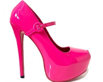 Pink high heel shoes size 10 Mary Jane style