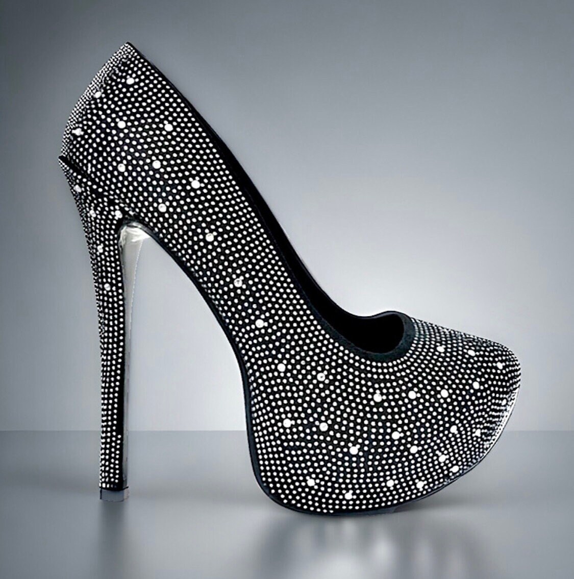 Black Silver Heels Etsy UK